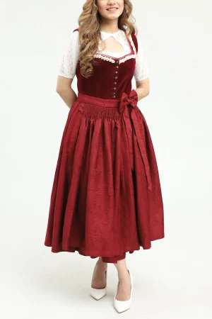 Rich Maroon German Dirndl Dress