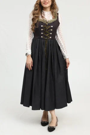Radiant Black German Dirndl Dress