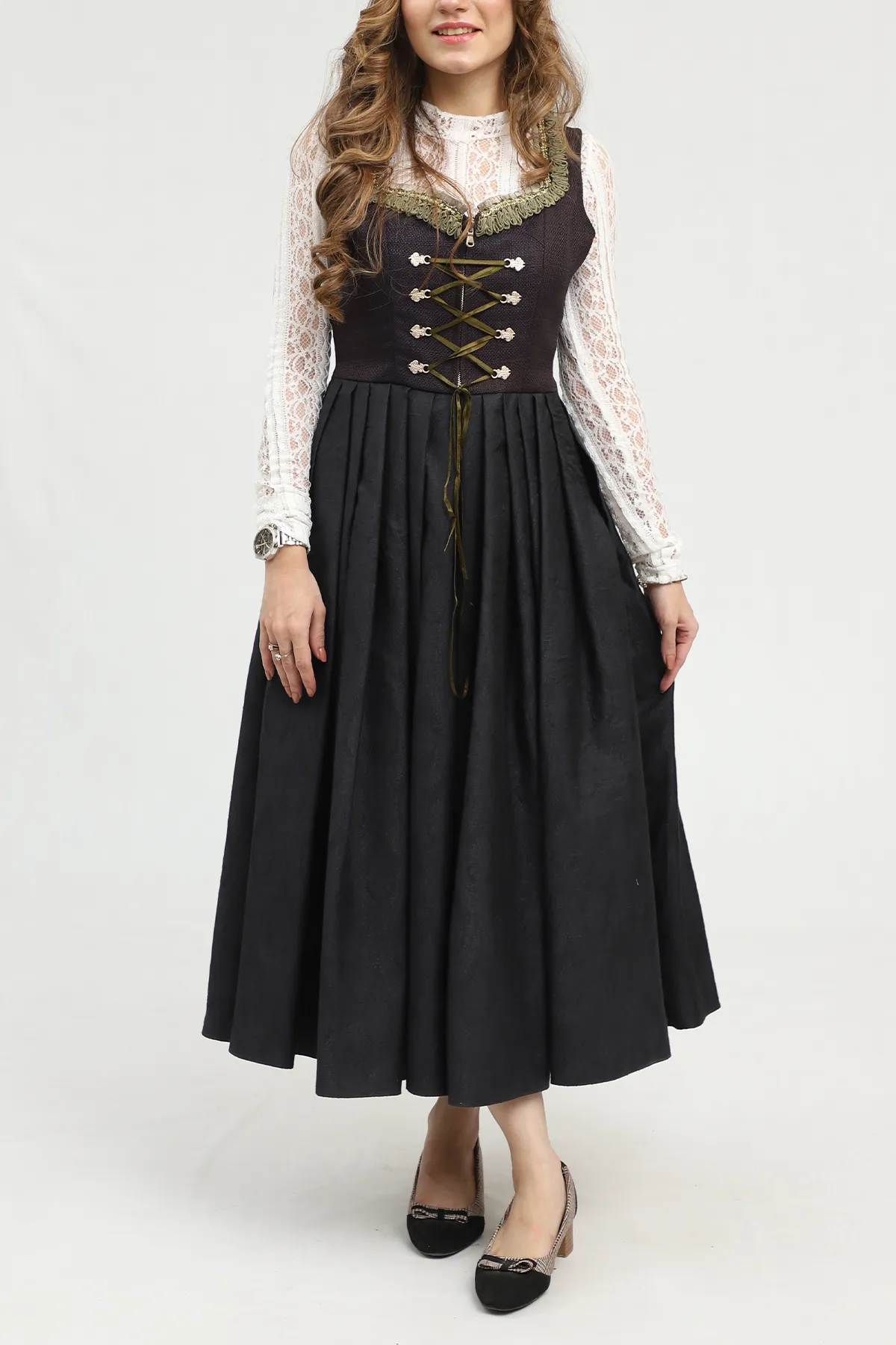 Radiant Black German Dirndl Dress