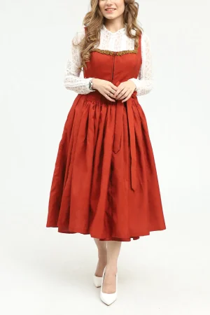 Victorian Red Germam Dirndl Dress